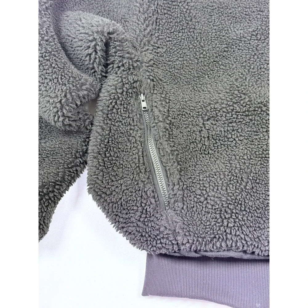 Alo Foxy Teddy Plush Sherpa Jacket Womens Medium Black Hooded Sportswear Workout - Picture 6 of 13